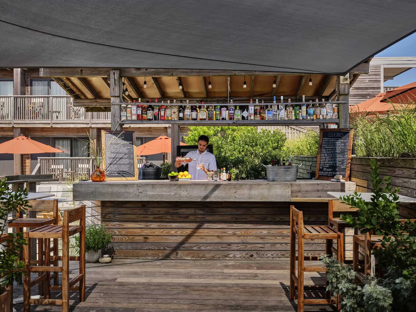 Mostrador cafe at Marram Montauk with bar seating and staff