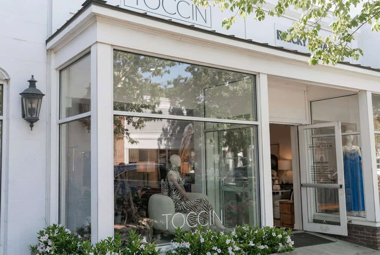 TOCCIN storefront at 44 Main Street in Southampton, featuring window display and boutique signage.