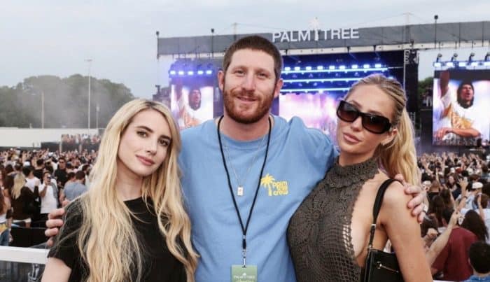Alix Earle, Myles Shear, and Emma Roberts at Palm Tree Music Festival Hamptons