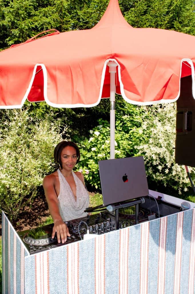 DJ set poolside at the ALICE + OLIVIA summer party