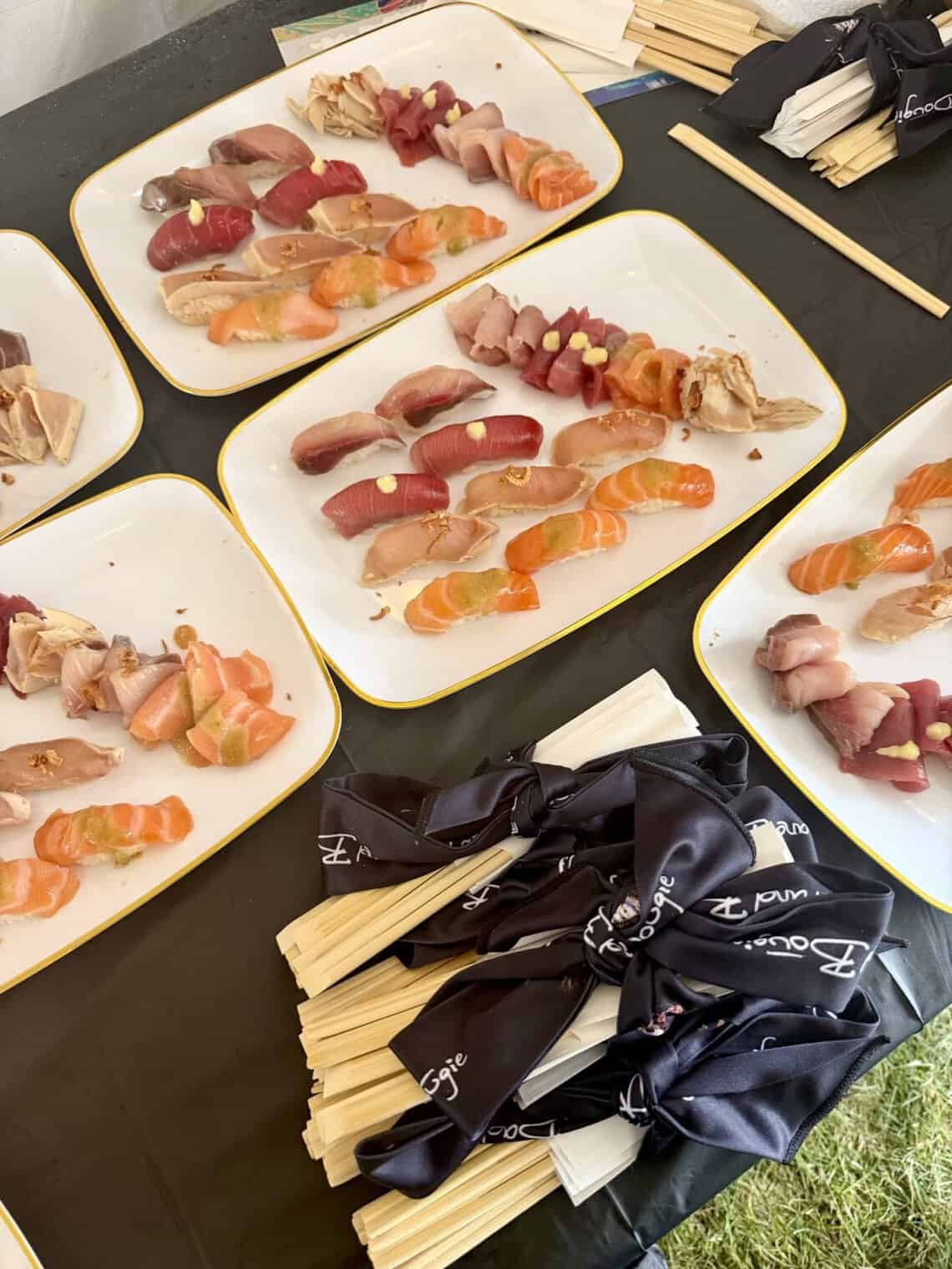 Sushi by Bou omakase spread at Palm Tree Music Festival Hamptons