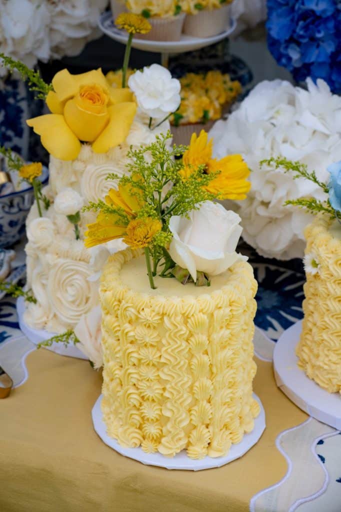 Tiered dessert display at Stacey Bendet's poolside party