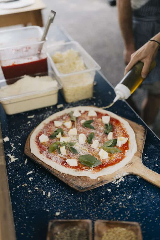 Wood-fired pizza from Rolling in the Dough at the Rexford Drive launch