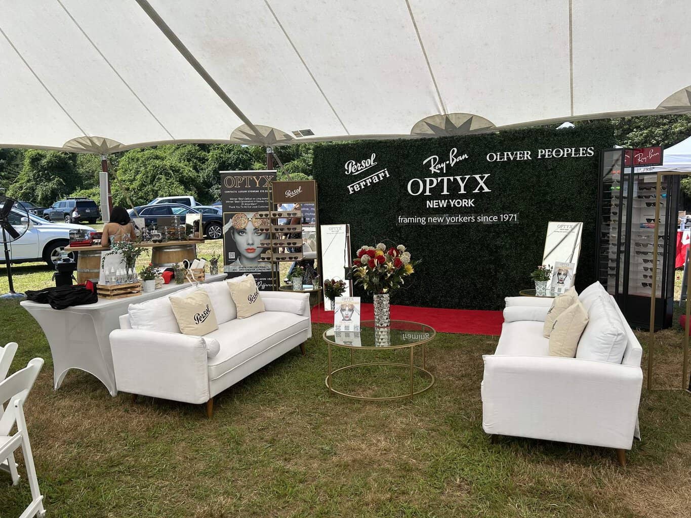 A branded lounge activation produced by Decco