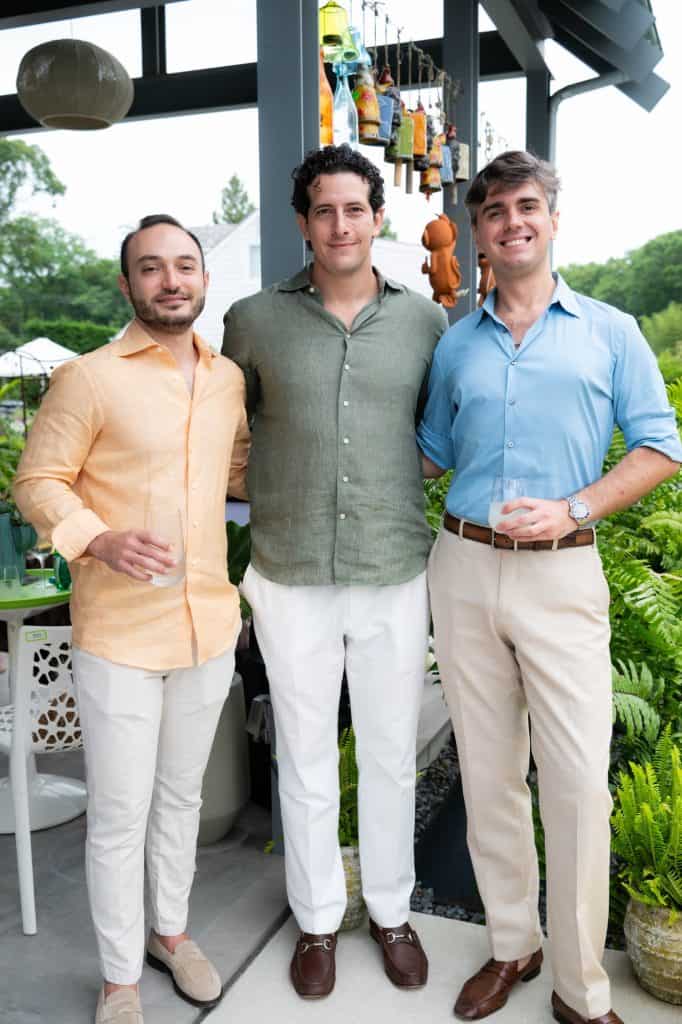 Ghassan El Tayara, Alex Gornik and Lorenzo Azevedo at the Unlimited Earth Care 20th anniversary party in Bridgehampton