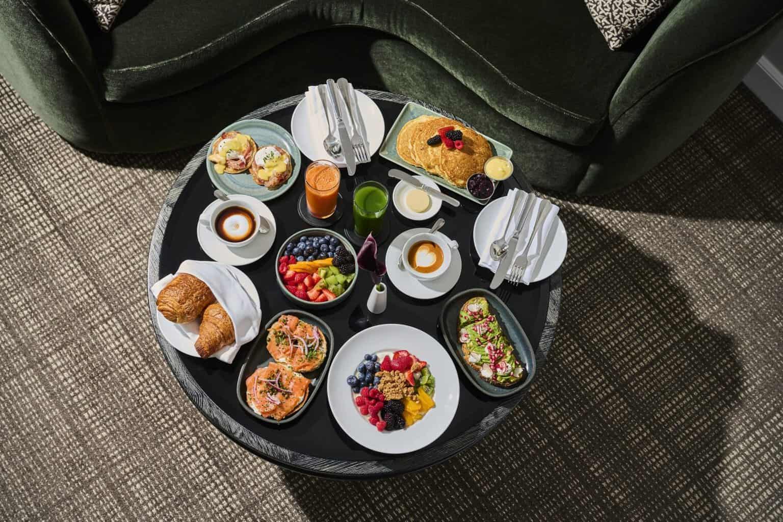In-room breakfast spread at Mandarin Oriental, Boston